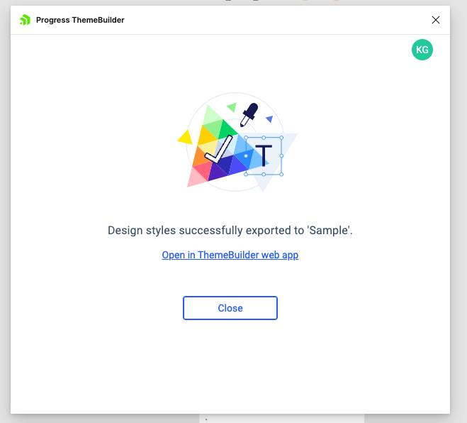 Screenshot of the successful export message in the ThemeBuilder Figma Plugin