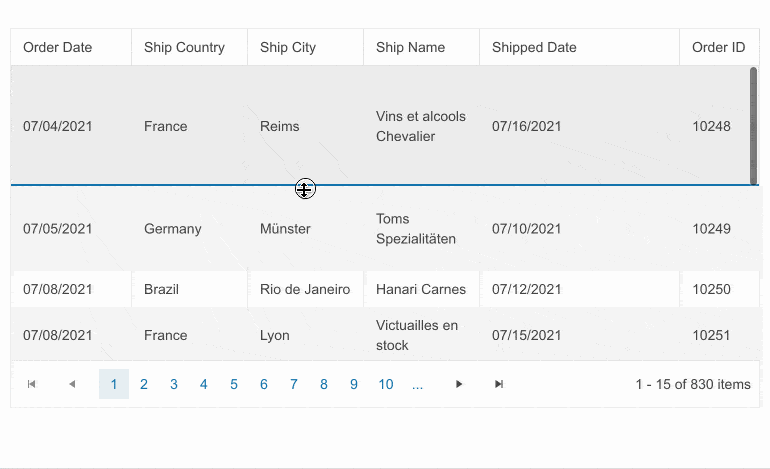 Telerik UI for Blazor Grid Row Resizing