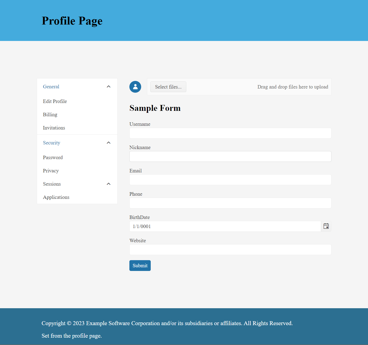 Figure 9: A user profile interface using a two-column layout.