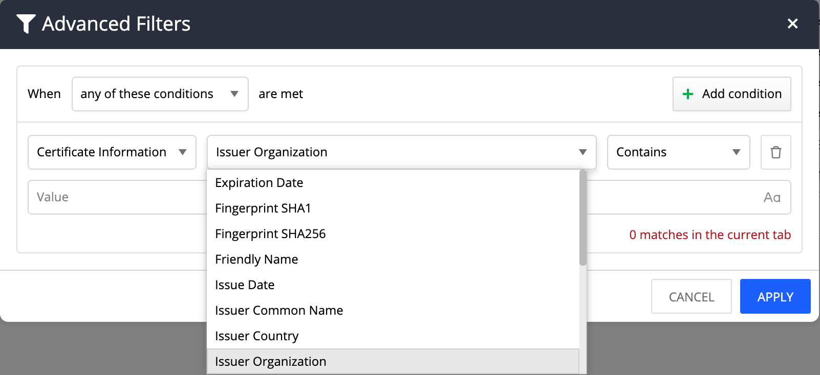 Server certificate details
