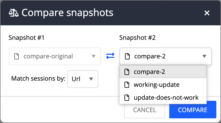 compare snapshots