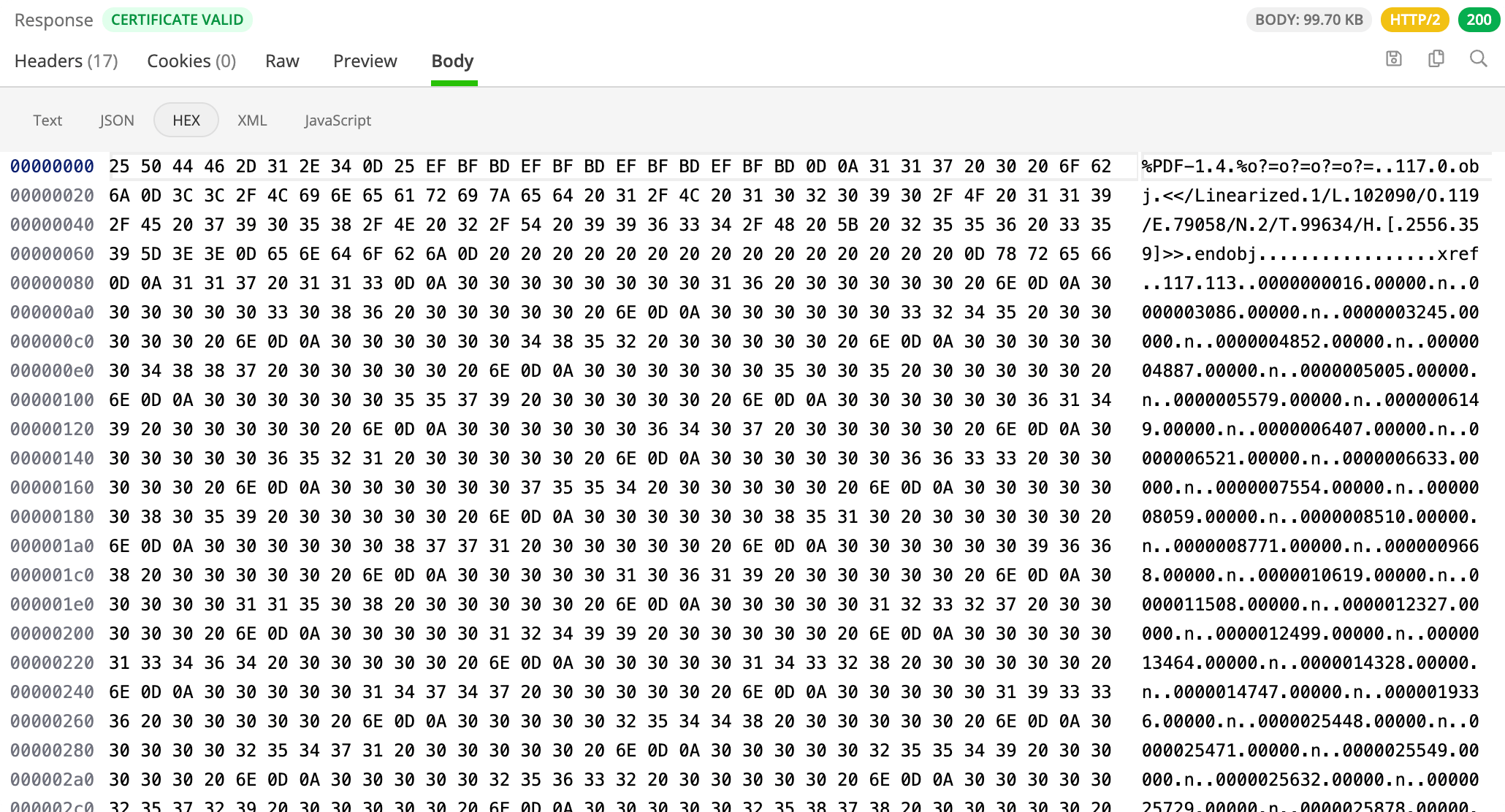 Fiddler Everywhere - HEX Inspector