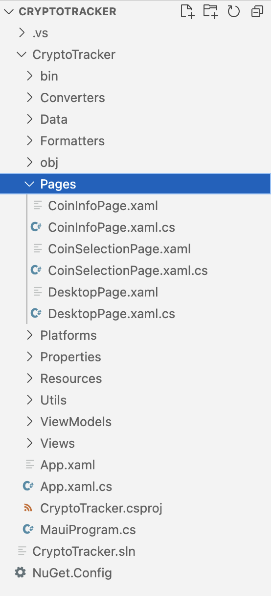 CryptoTracker page list