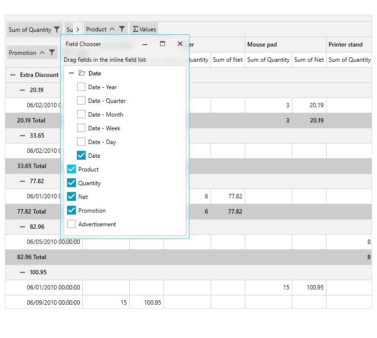 Silverlight PivotGrid Configuring PivotGrid without PivotFieldList