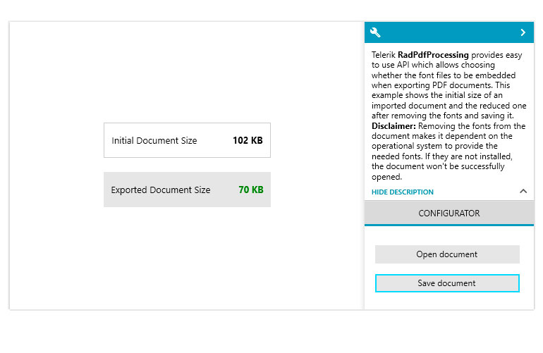 Telerik Document Processing Remove Embedded Fonts