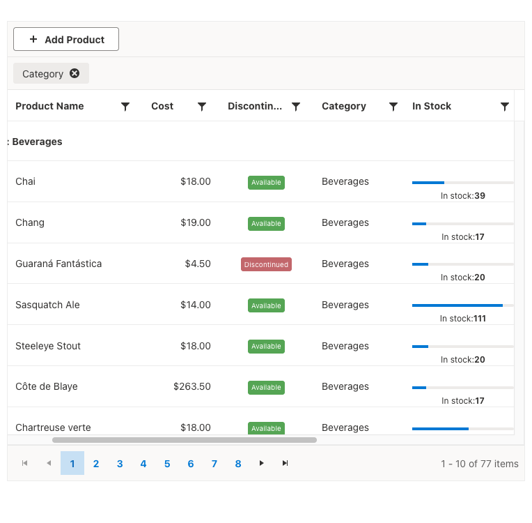 An overview of the DataGrid component, highlighting features like filtering and grouping