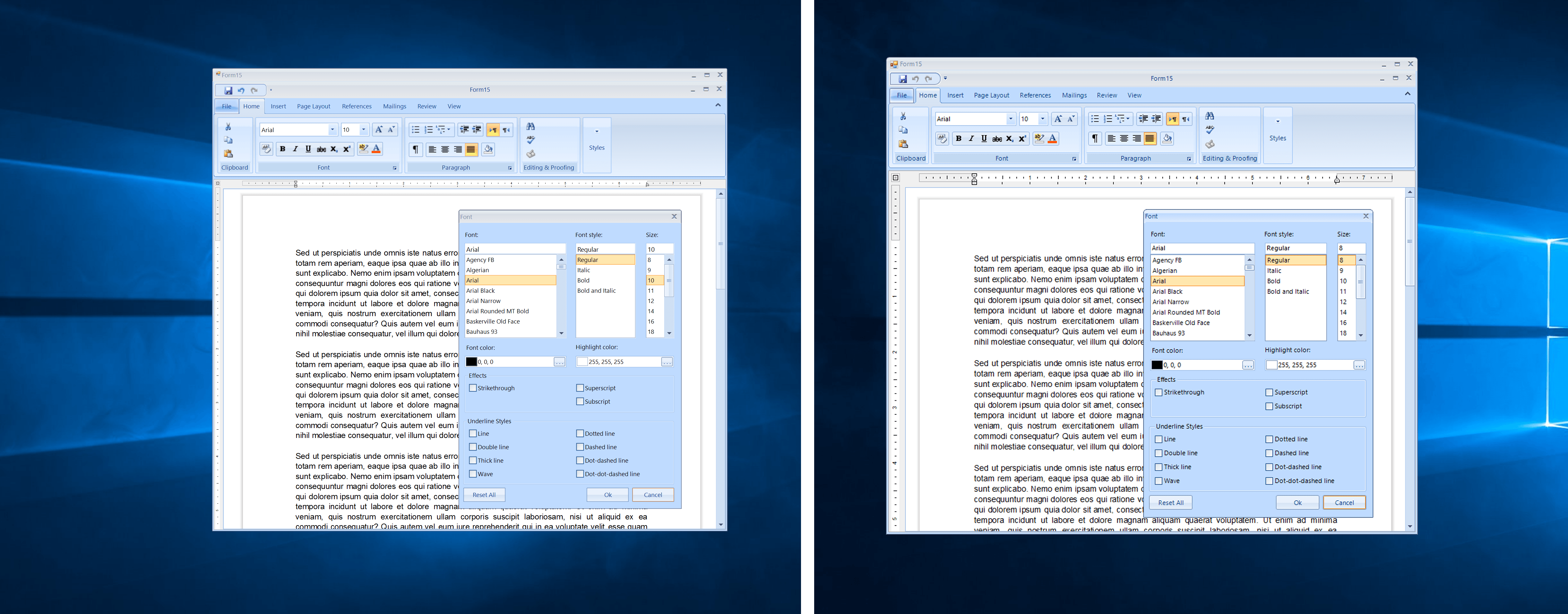 Application on 4K and FHD monitors