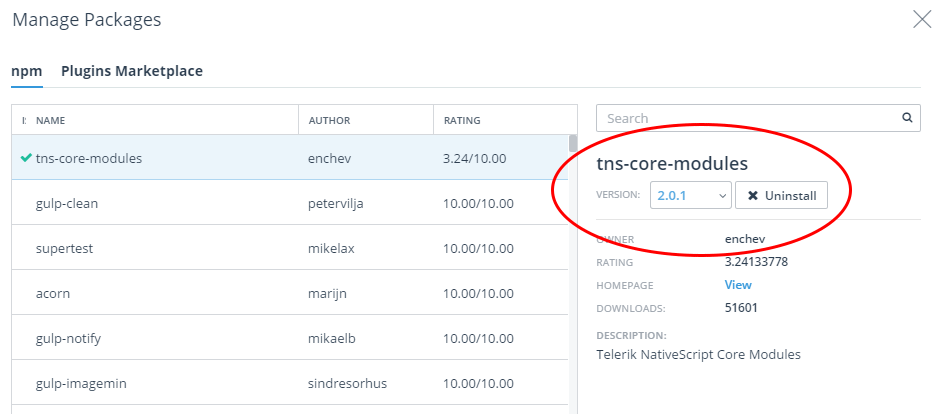 manage nativescript modules manage nativescript modules