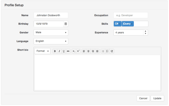 A Form with Kendo UI Controls