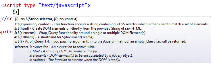 jQuery Intellisense and Documentation