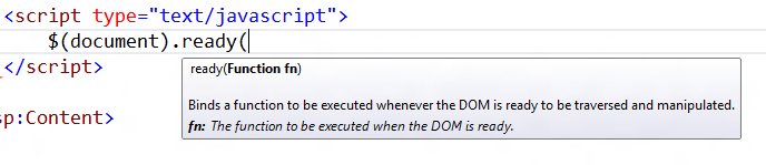 jQuery Intellisese .ready()