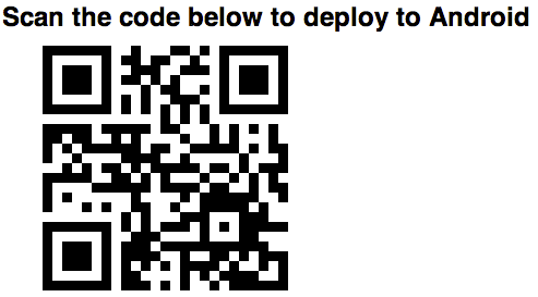 A browser open with a QR code displaying
