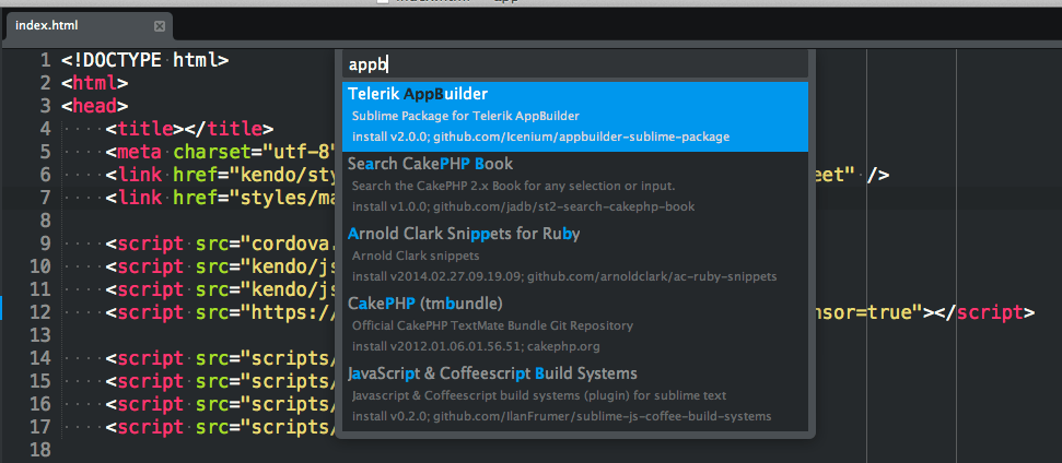 Image of installing ST in package control