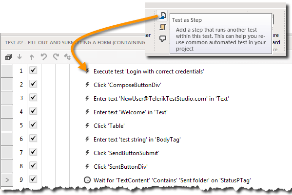 Adding a Test as a Step