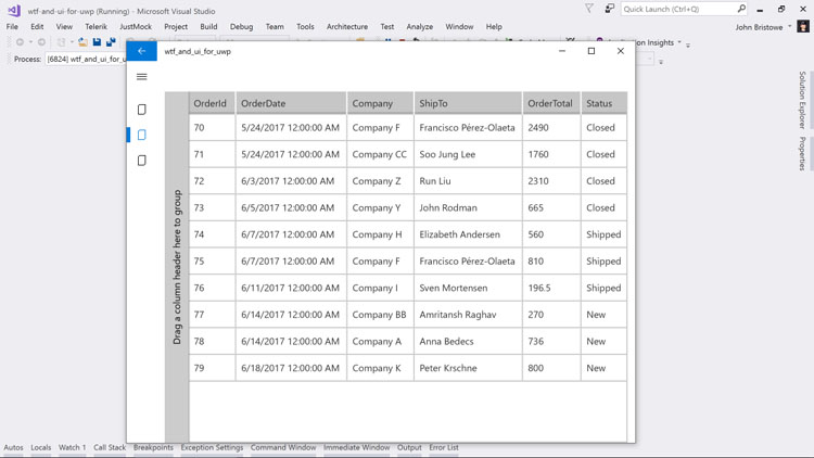WTS UI for UWP Grid WTS UI for UWP Grid