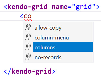 Kendo UI Grid IntelliSense