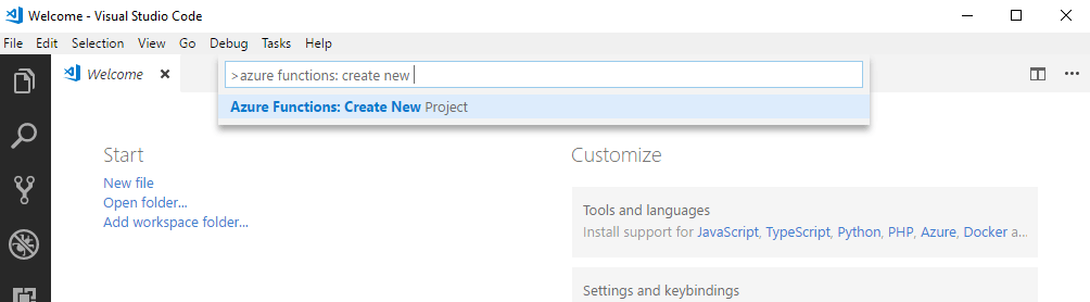 New Function Project dialog