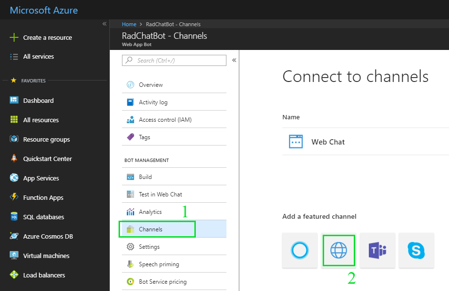 Enable the DirectLine channel