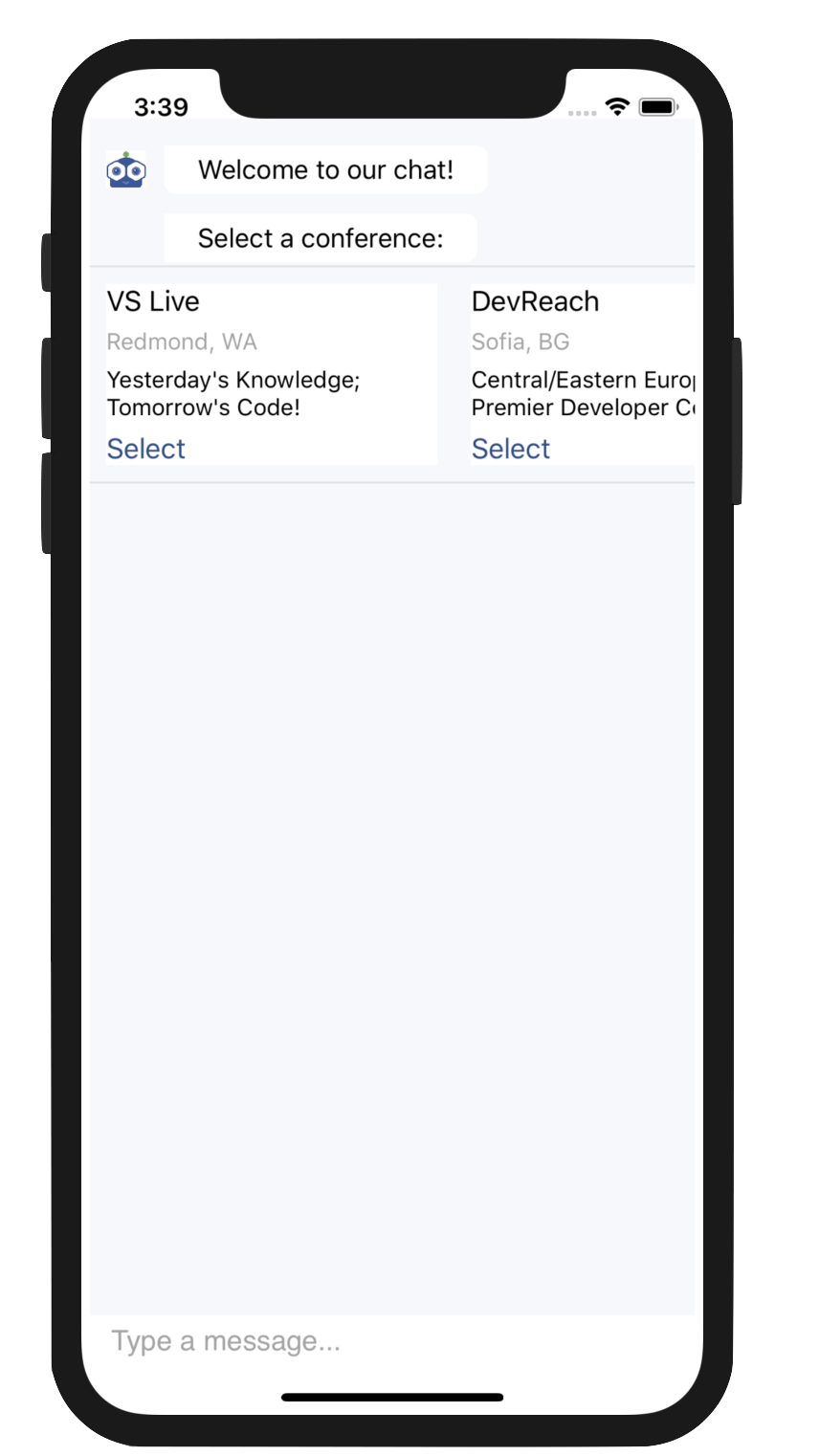 CardPicker control displaying conferences in Telerik UI for Xamarin