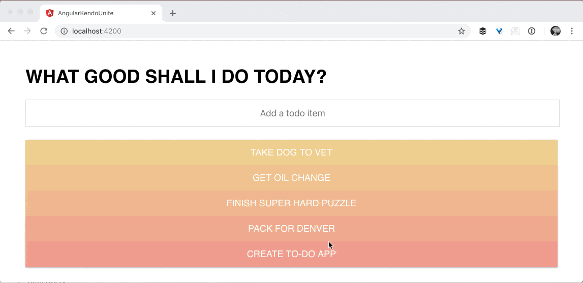 gif showing the add to do function working