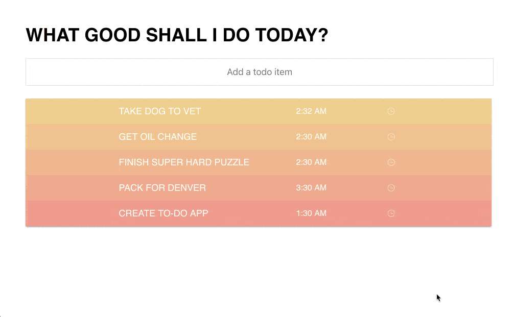 screenshot of todos with custom styles for time picker