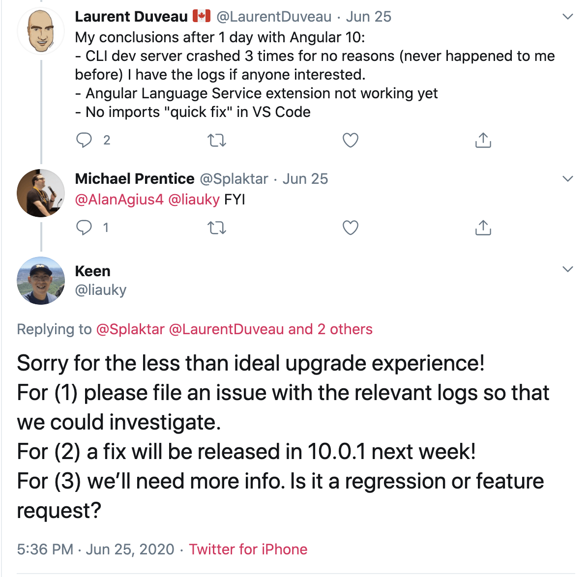 a tweet about submitting feedback