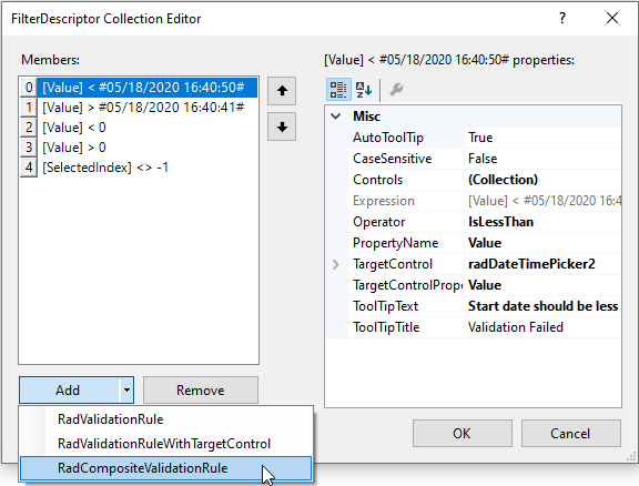 Adding a RadCompositeValidationRule Adding a RadCompositeValidationRule