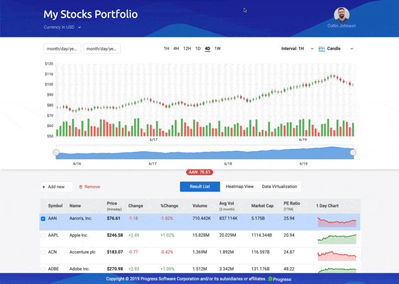 image of opening the user portfolio page