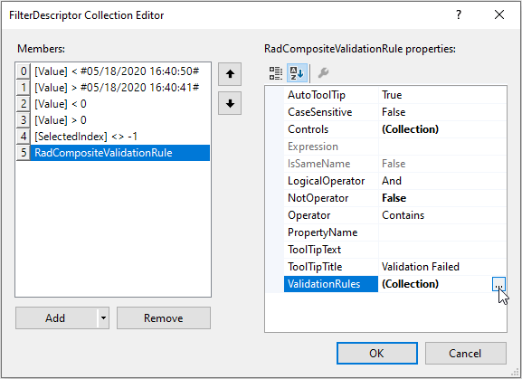 ValidationRules collection ValidationRules collection