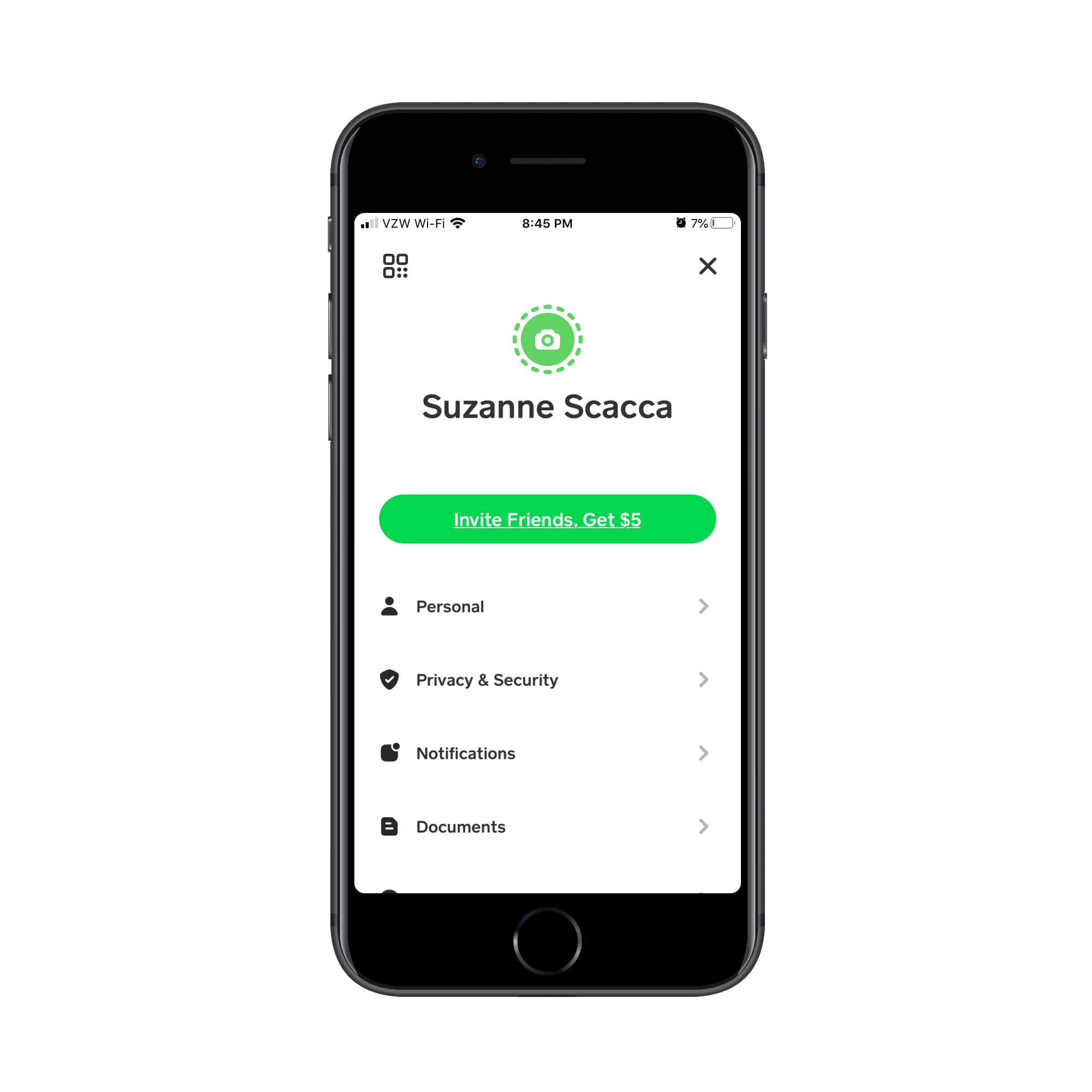 Cash App encourages users to “Invite Friends” and “Get $5” in return