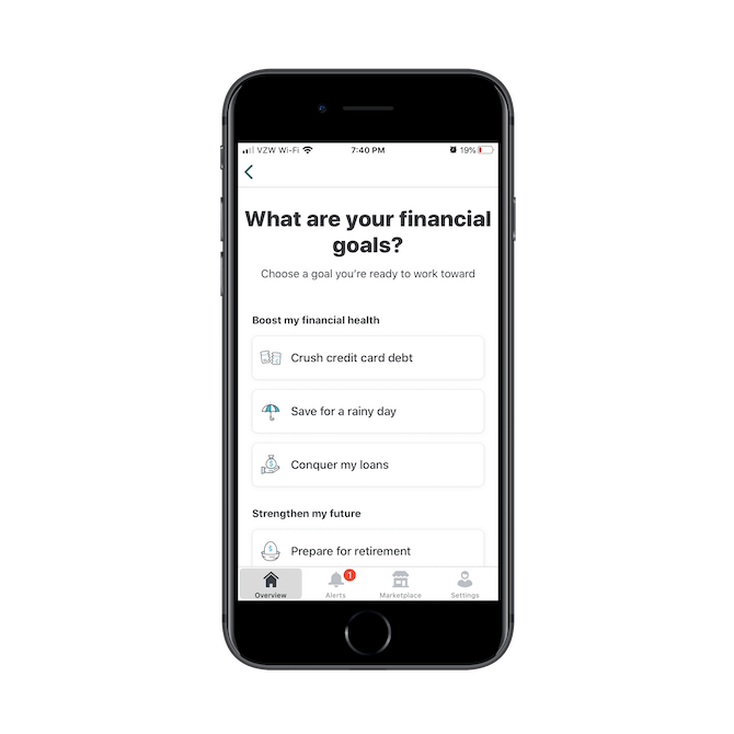 Mint asks every user: what are your financial goals? The walkthrough helps them accomplish them.