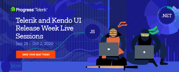 Telerik Kendo UI Release Webinars R3 2020 Telerik Kendo UI Release Webinars from Sept 28 to Oct 2