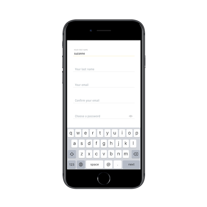 The Centr mobile app onboarding form is difficult to fill out.
