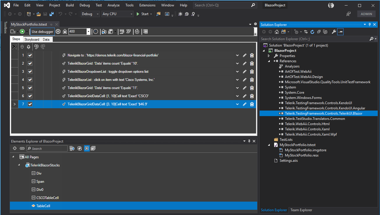 Blazor UI Automation Record and Playback testing tools