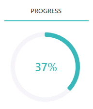 A dial gauge showing a circular graph of progress at 37%