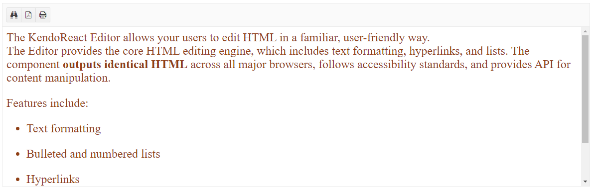 Updated styles in editor iframe mode Updated styles in editor iframe mode: The font size is larger, and the color is brown