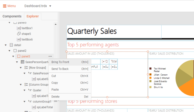On a Quarterly Sales report, we're in Menu  data-sf-ec-immutable=