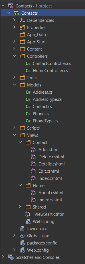 Sample Solution Explorer: Contacts - 1 project  data-sf-ec-immutable=