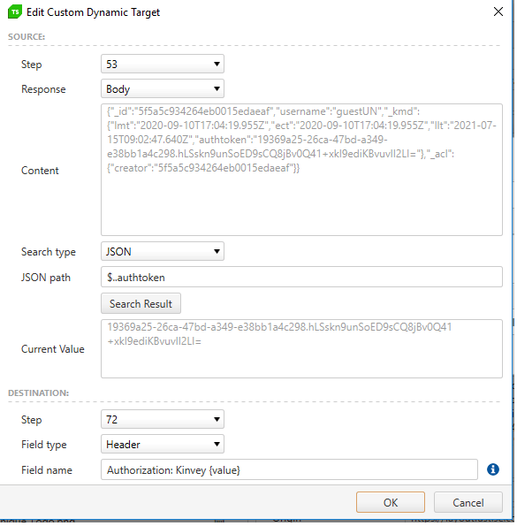 Edit custom dynamic targets Load testing