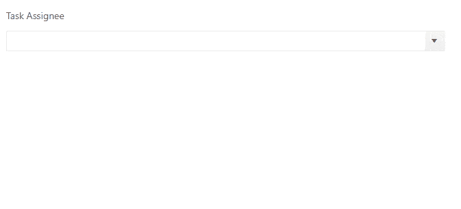Task assignee ComboBox has a dropdown of names with badges of the employee roles