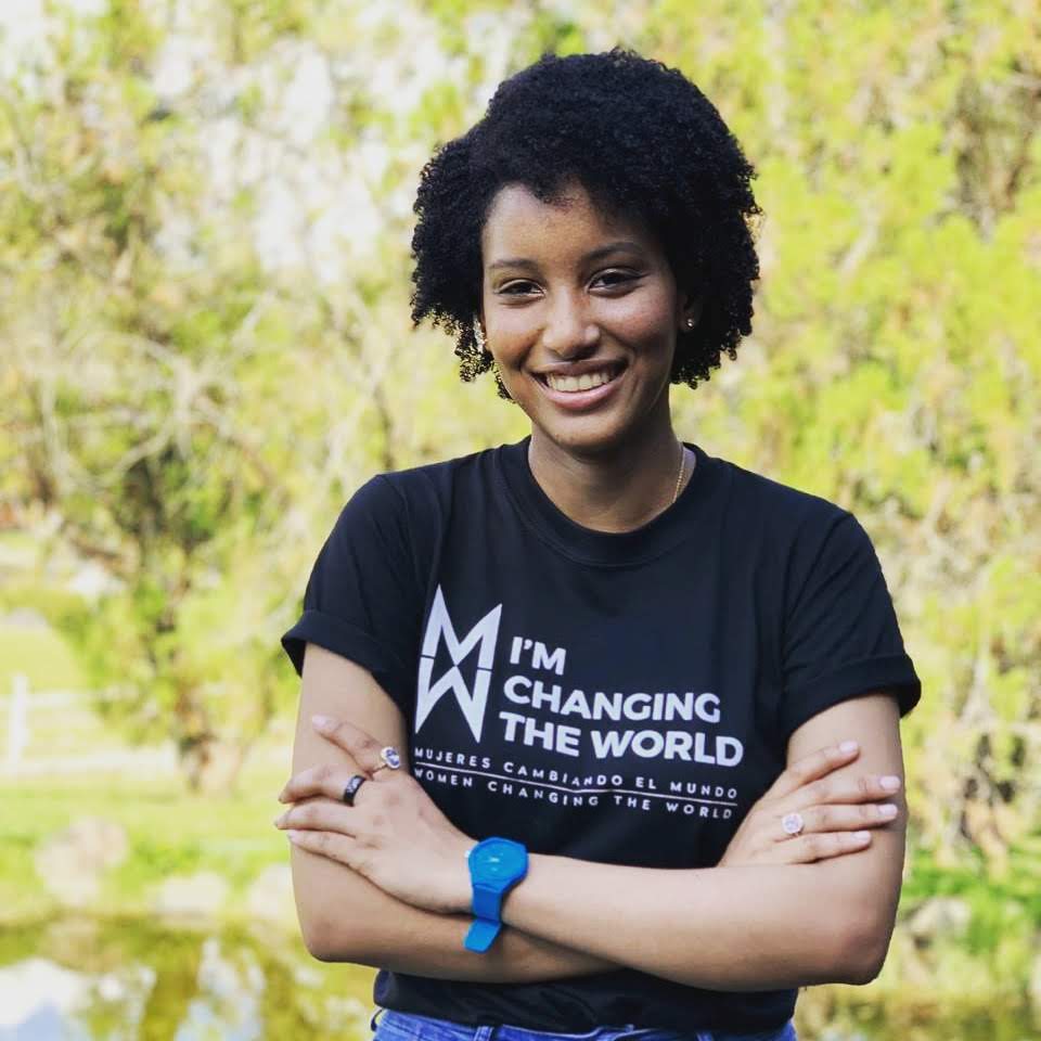 Leslie Ramirez Leslie Ramirez wearing a shirt that reads 'I'm changing the world'