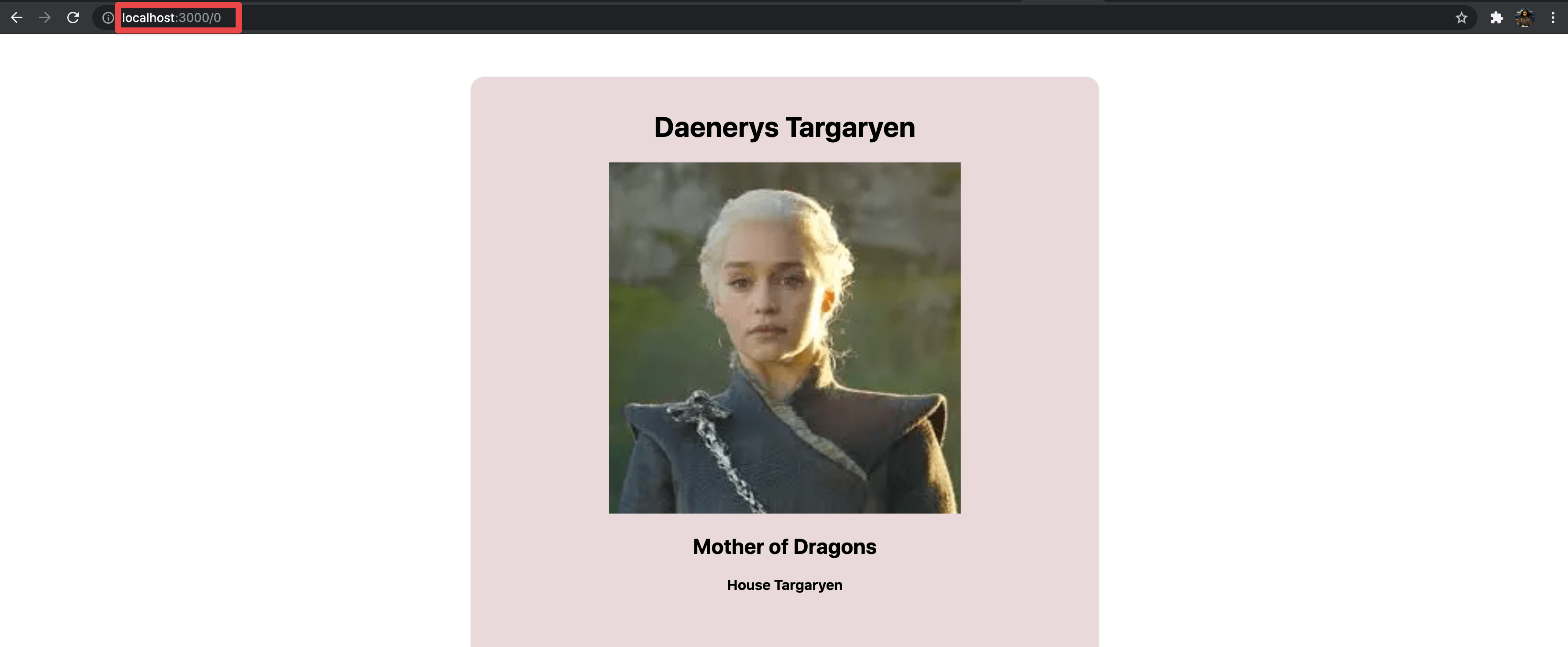 Daenerys Targaryen details A screenshot of Daenerys Targaryen details page