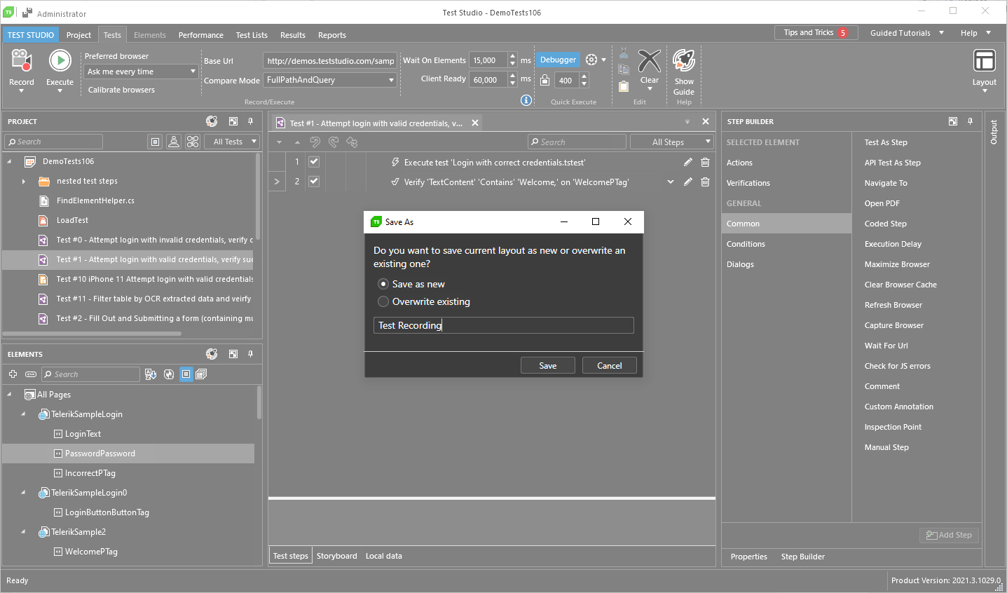 Layout Management | Test Studio Setting your custom testing layout