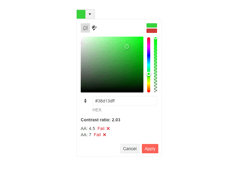 UI for ASP.NET MVC and UI for ASP.NET Core ColorPicker Component - Contrast Tool UI for ASP.NET MVC and UI for ASP.NET Core ColorPicker Component - Contrast Tool