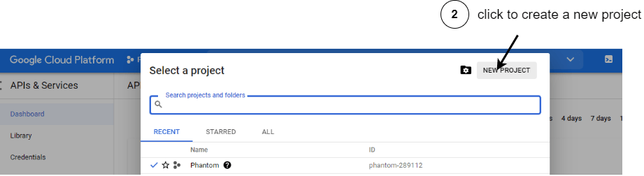new-project 2 - on the Select a project pane, click New project button