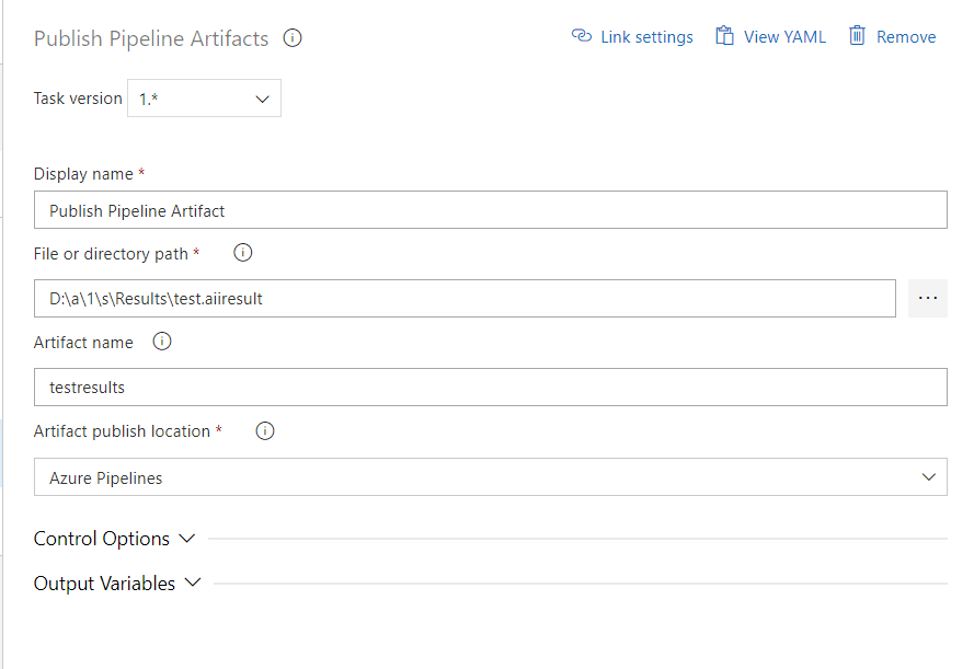 Send the Test Studio result files as an Artifact in the pipeline