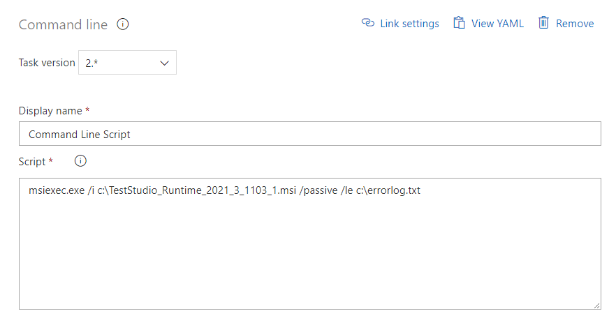 Running tests on Microsoft-hosted agents - msiexec.exe /i c:\TestStudio_Runtime_2021_3_1103_1.msi /passive /le c:\errorlog.txt