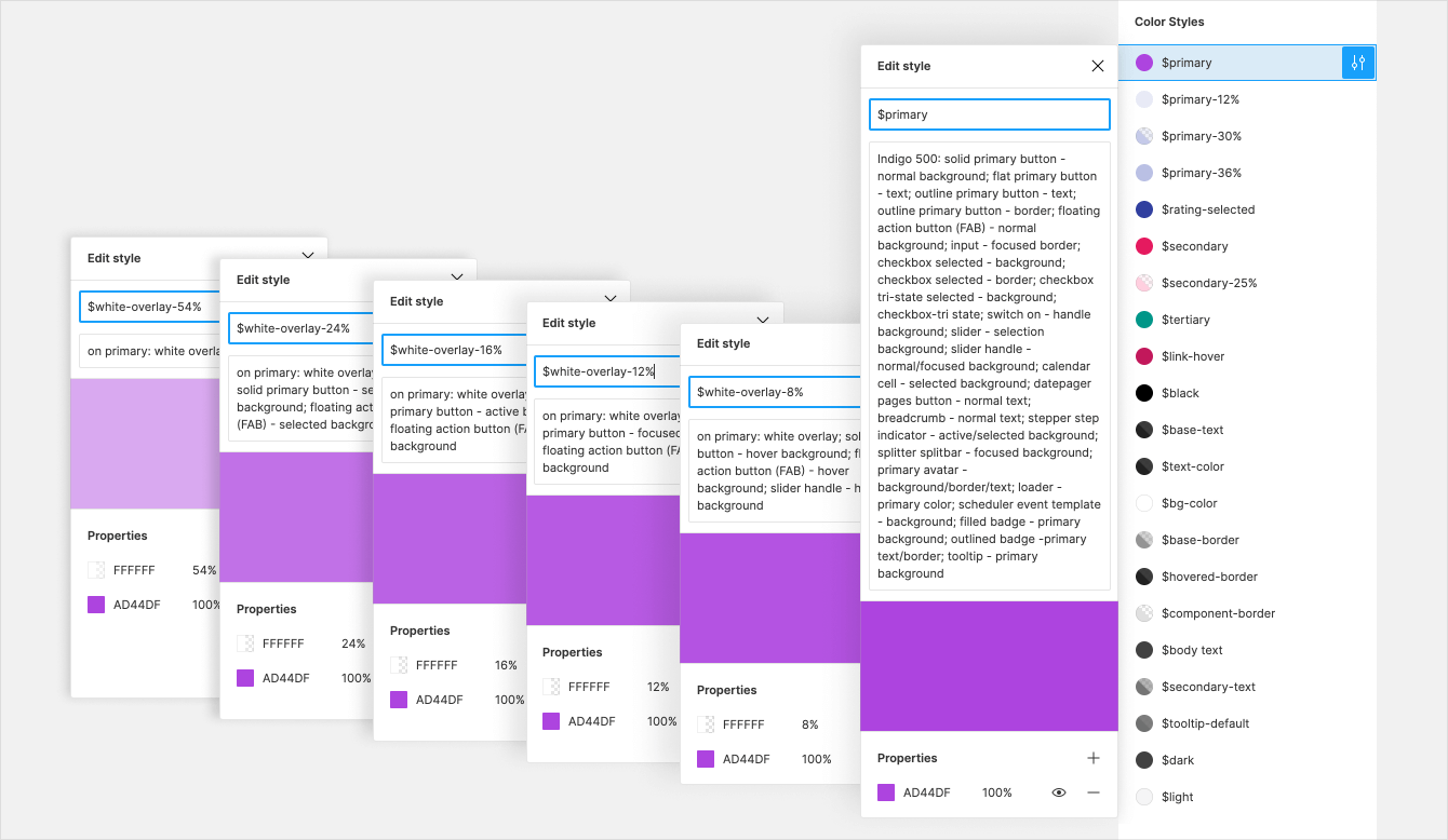 Changed_Tokens - primary state Changed_Tokens - primary state - different shades of purple