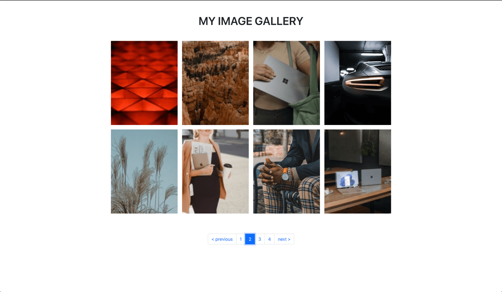 grid of images paginated with react-paginate Screenshot of a grid of images paginated with react-paginate