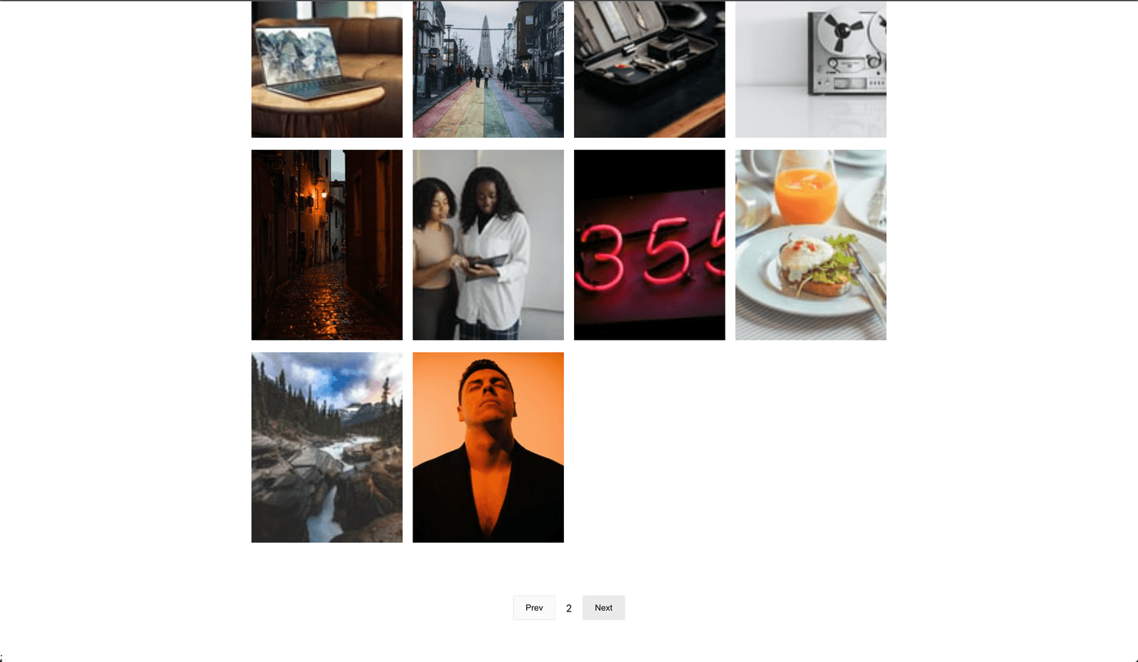 grid of images paginated with unsplash Screenshot of a grid of images paginated with unsplash
